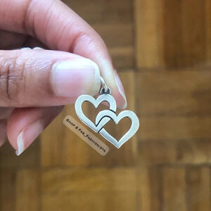 James Avery Double Heart Charm Sterling Silver Retired